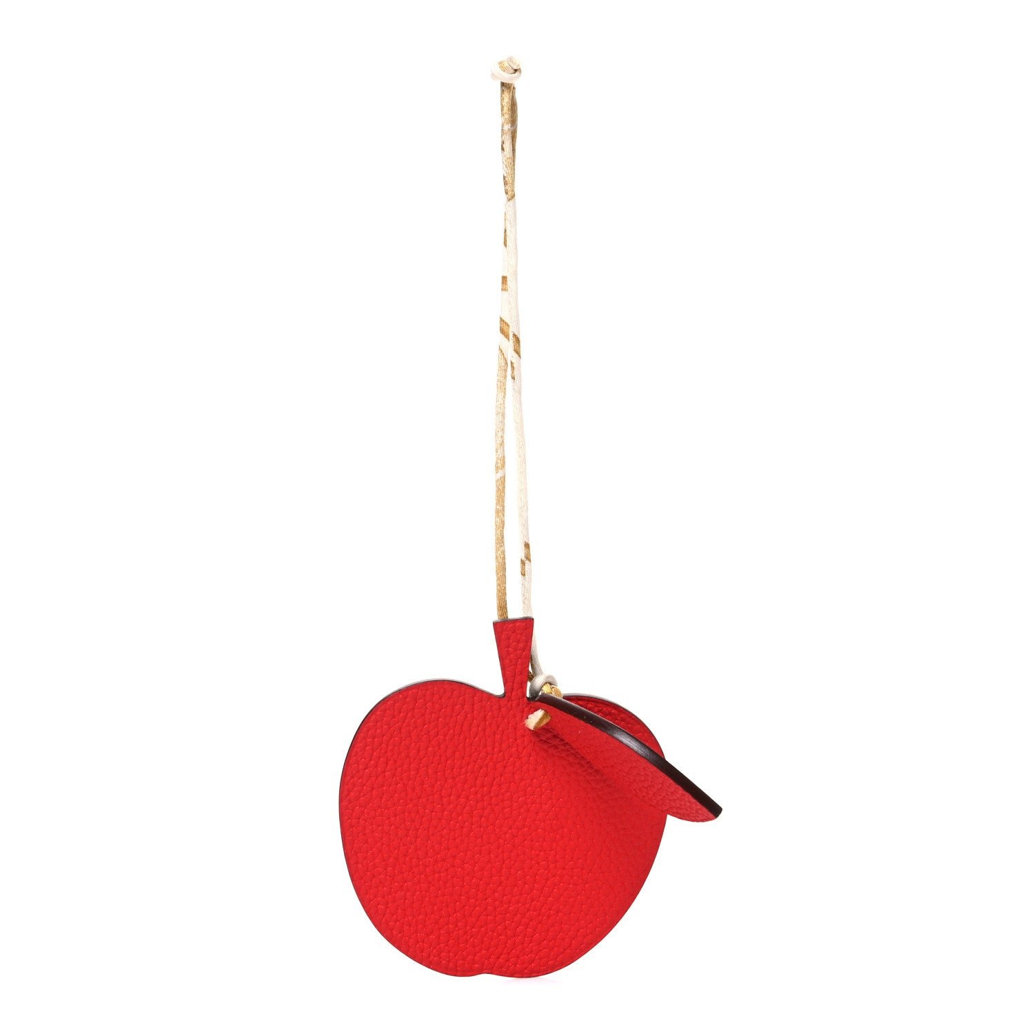 Hermes Taurillon Clemence Chevre Mysore Silk Petit H Apple Leaf Bag Charm Rouge Multicolor