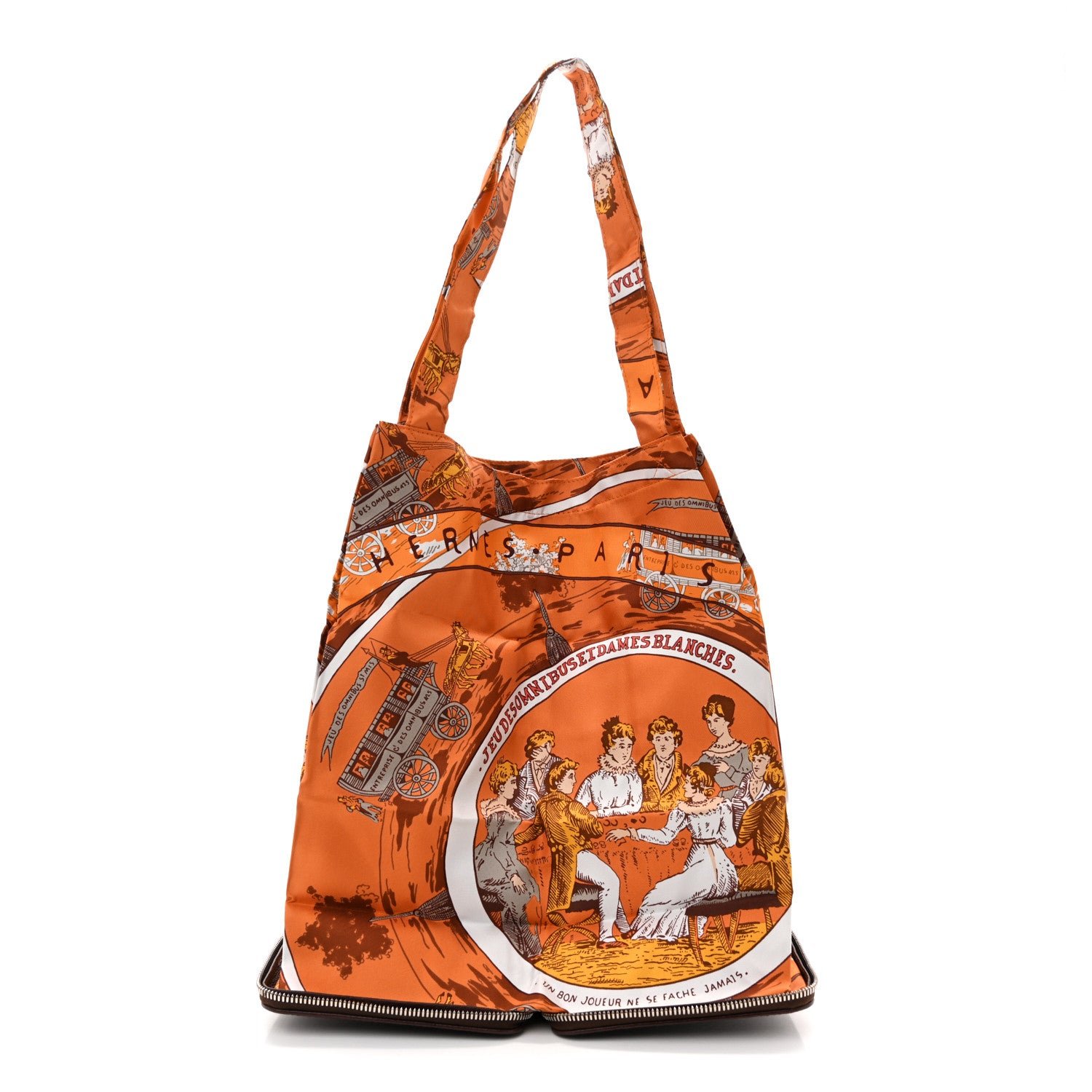 Hermes Hermes Buffle Silky Jeu Des Omnibus Et Dames Blanches Pop Shopper Tote Orange Multicolor