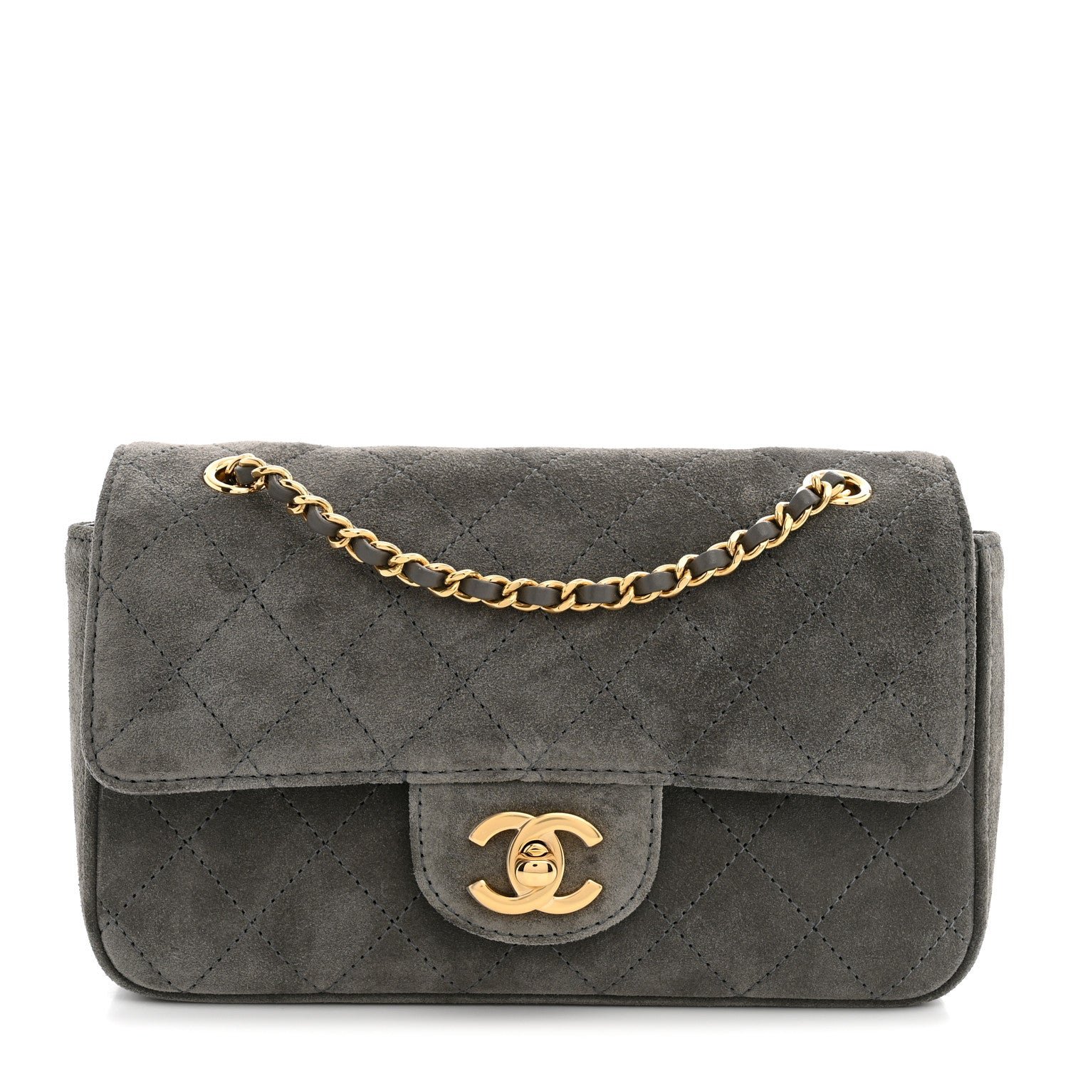Chanel Suede Calfskin Mini Souplissimo Flap Dark Grey