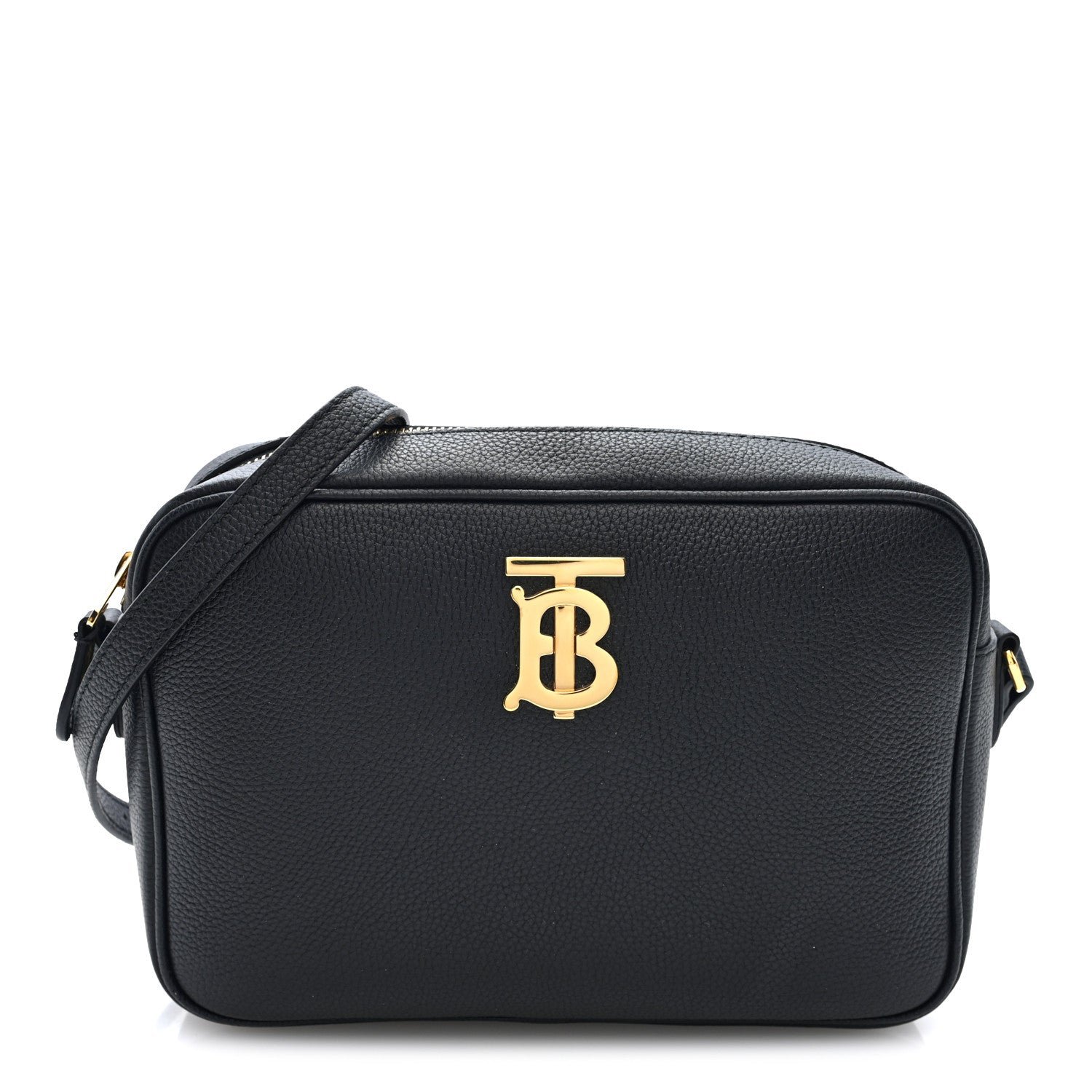 Burberry Grained Calfskin TB Large Camera Bag Black Black