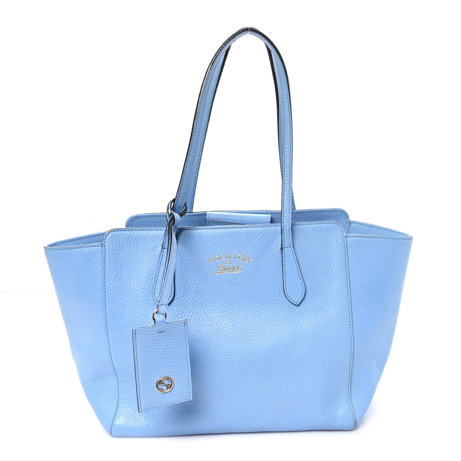 Gucci Dollar Calfskin Small Swing Tote Mineral Blue