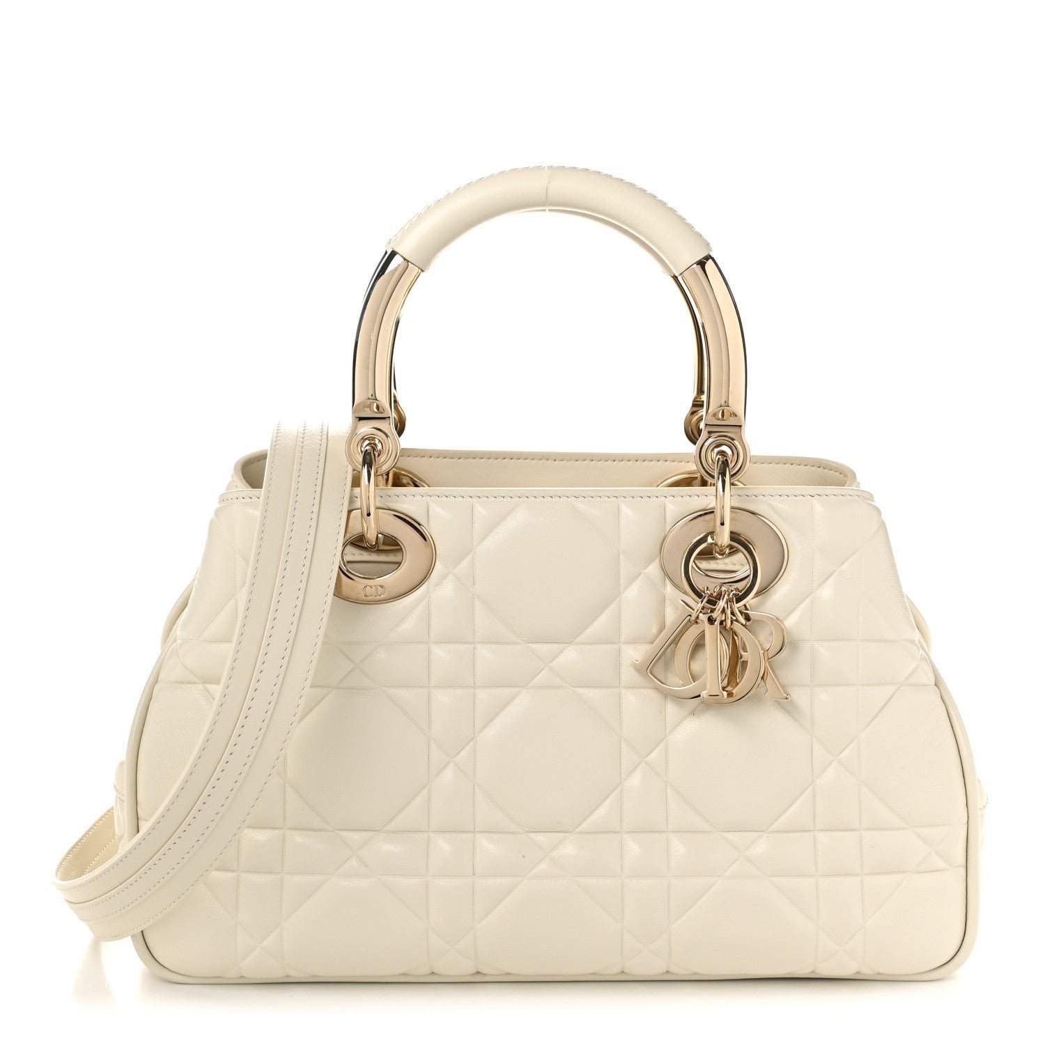 Christian Dior Calfskin Cannage Medium The Lady 95.22 White
