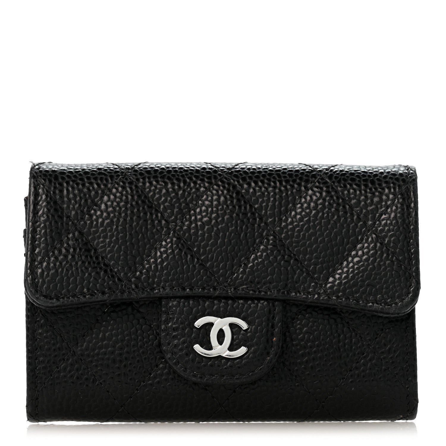 Chanel Caviar Quilted Flap Card Holder Wallet Black