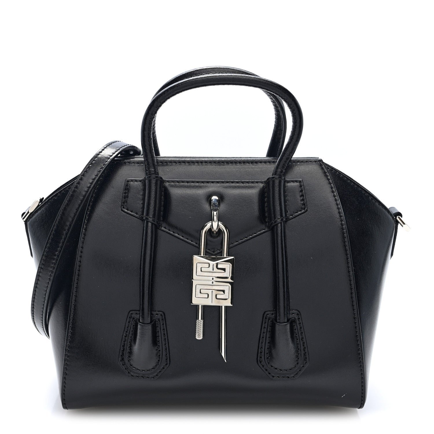 Givenchy Box Calfskin Mini Lock Antigona Shoulder Bag Black
