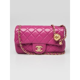 Chanel Chanel Purple Quilted Lambskin Leather Pearl Crush Rectangular Mini Flap Bag