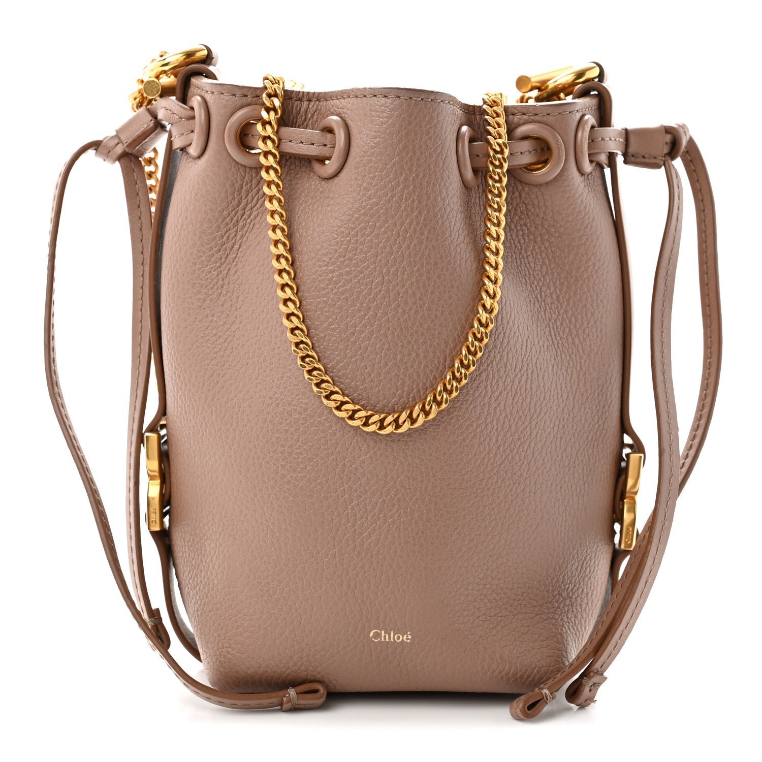 Chloe Grained Calfskin Micro Marcie Bucket Bag Woodrose