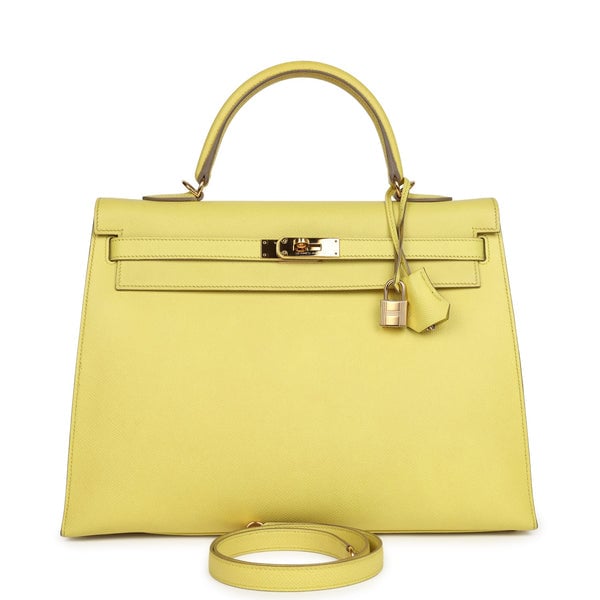 Hermes Pre-owned Hermes Kelly Sellier 35 Soufre Epsom Gold Hardware