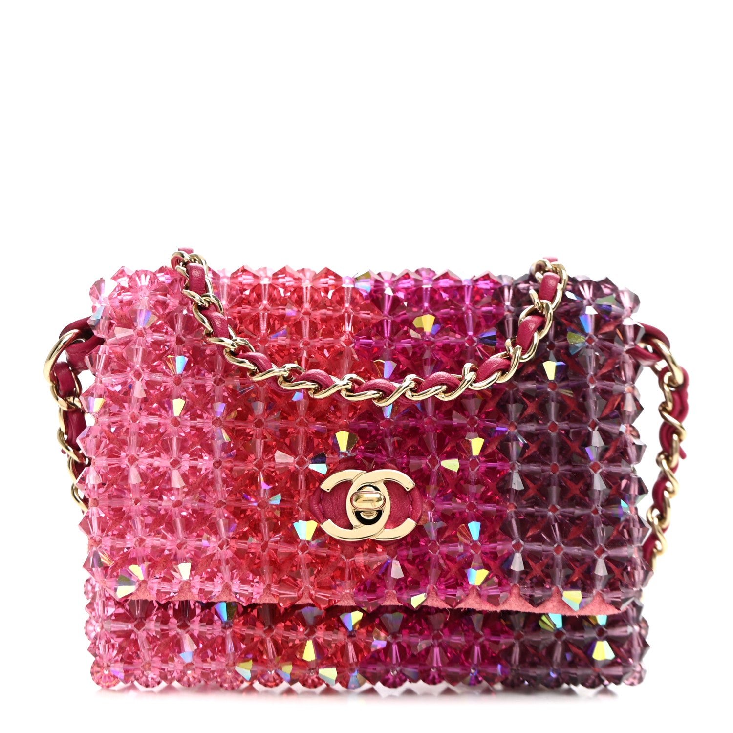Chanel Crystal Mini Flap Pink Purple