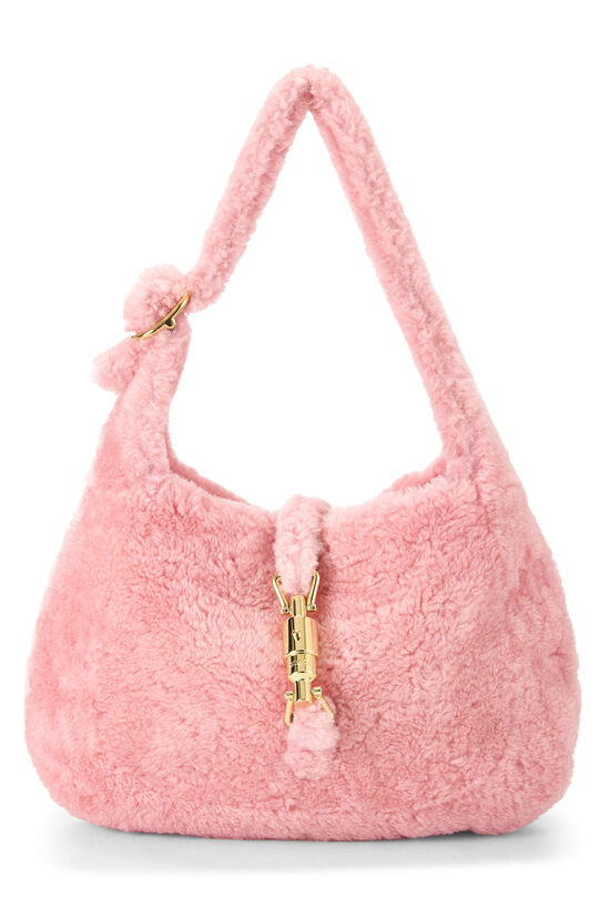 Gucci Pink Shearling Jackie 1961 Shoulder Bag Small