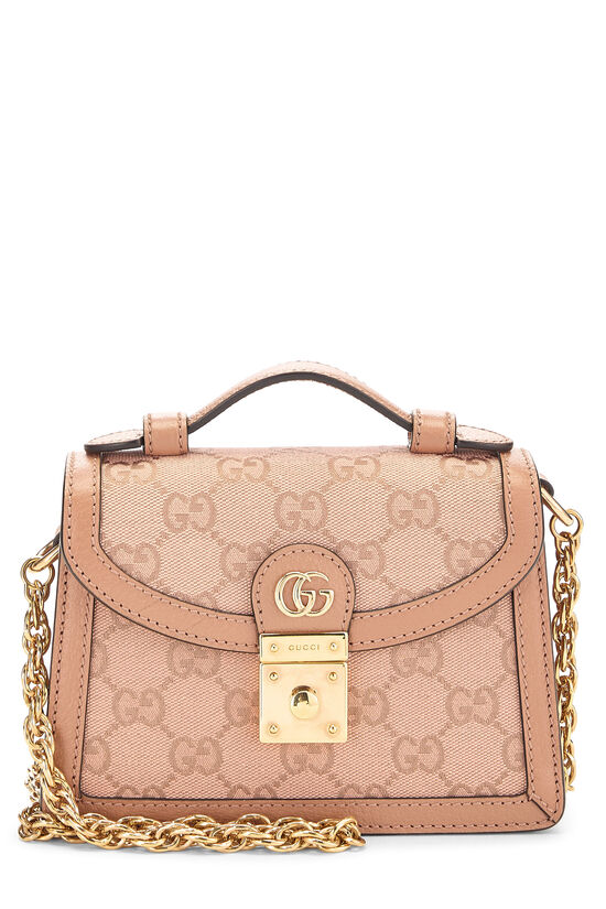 Gucci Pink GG Canvas Ophidia Padlock Shoulder Bag Mini