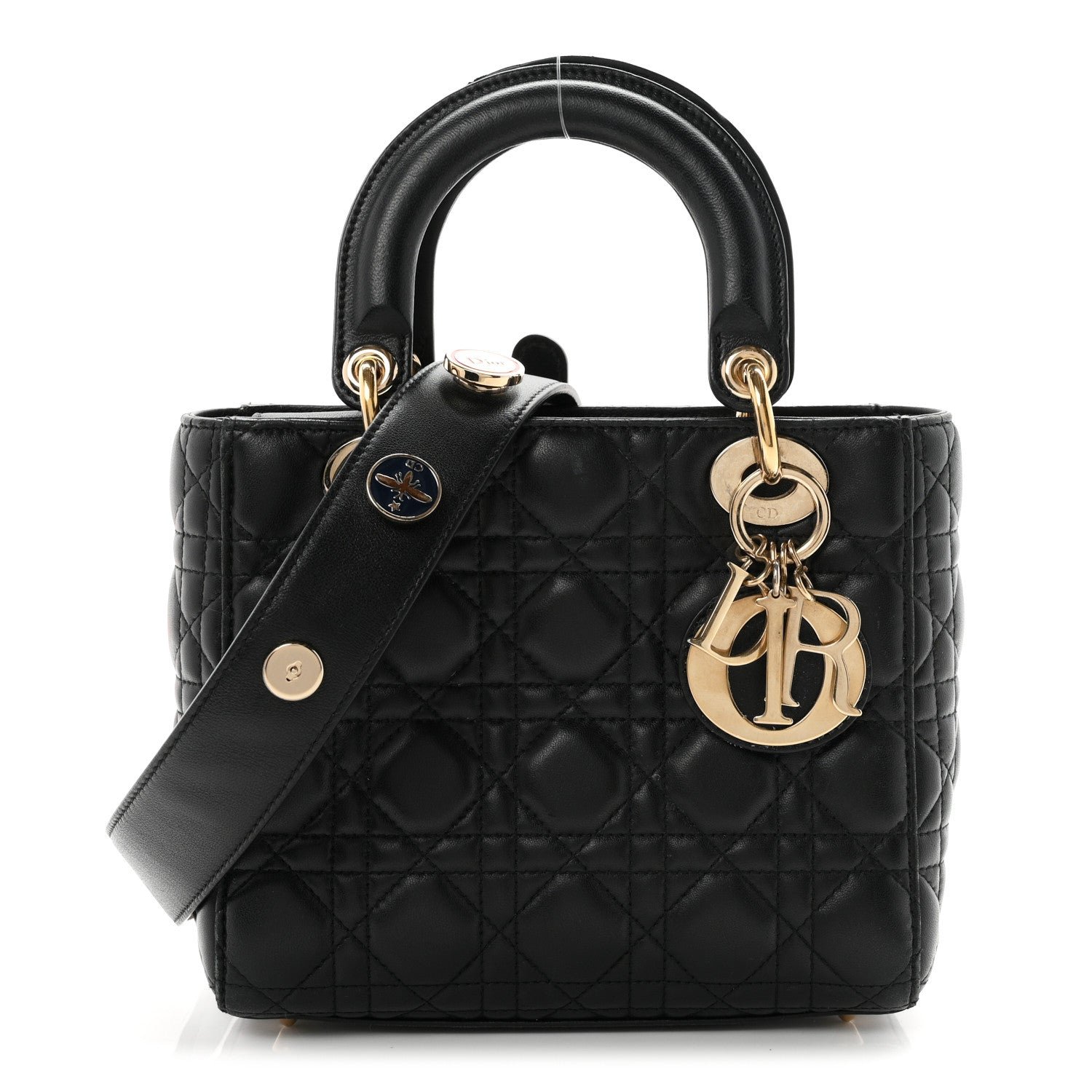 Christian Dior Lambskin Cannage Small Lucky Badges My Lady Dior Black