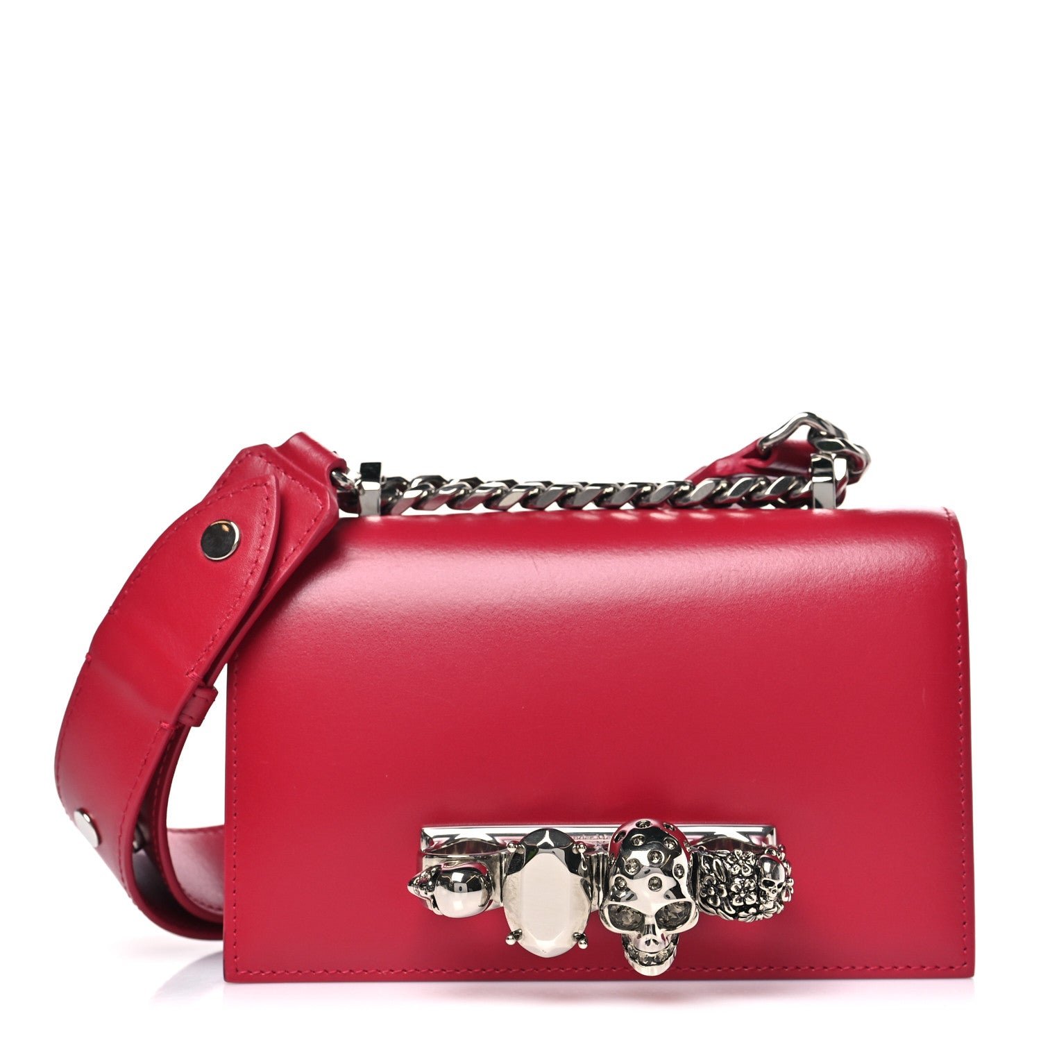 Alexander McQueen Alexander McQueen Calfskin Mini Jeweled Knuckle Satchel Lipstick