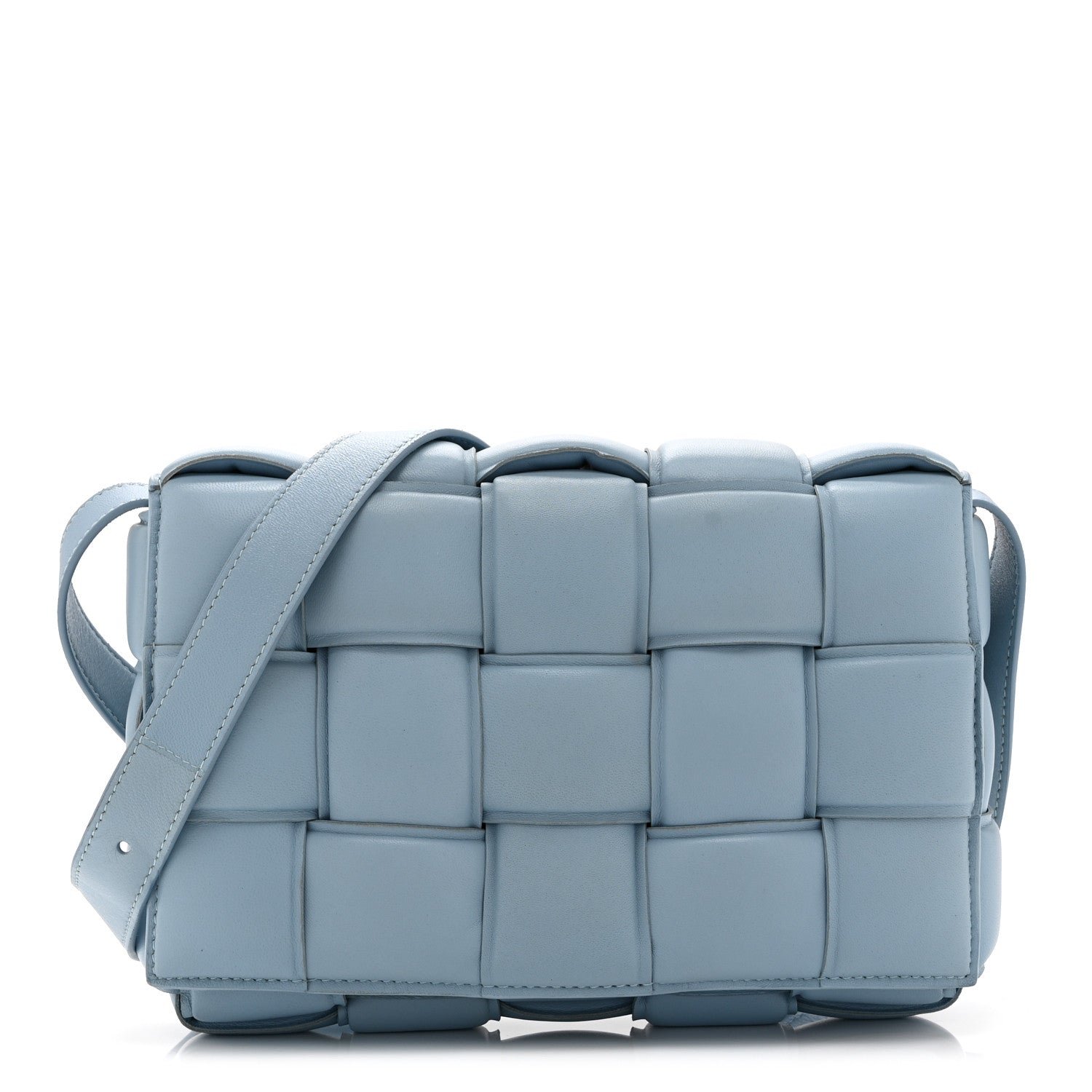 Nappa Maxi Intreccio Padded Cassette Crossbody Bag Ice