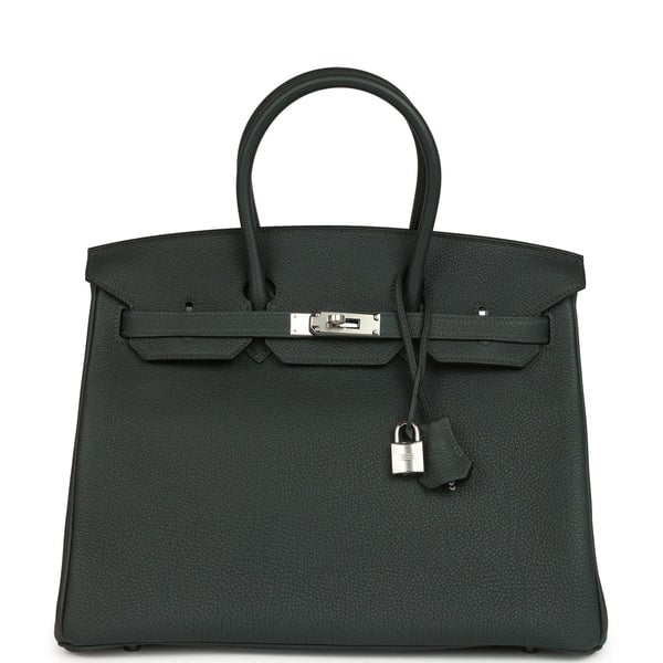 Hermes Hermes Birkin 35 Vert Fonce Togo Palladium Hardware