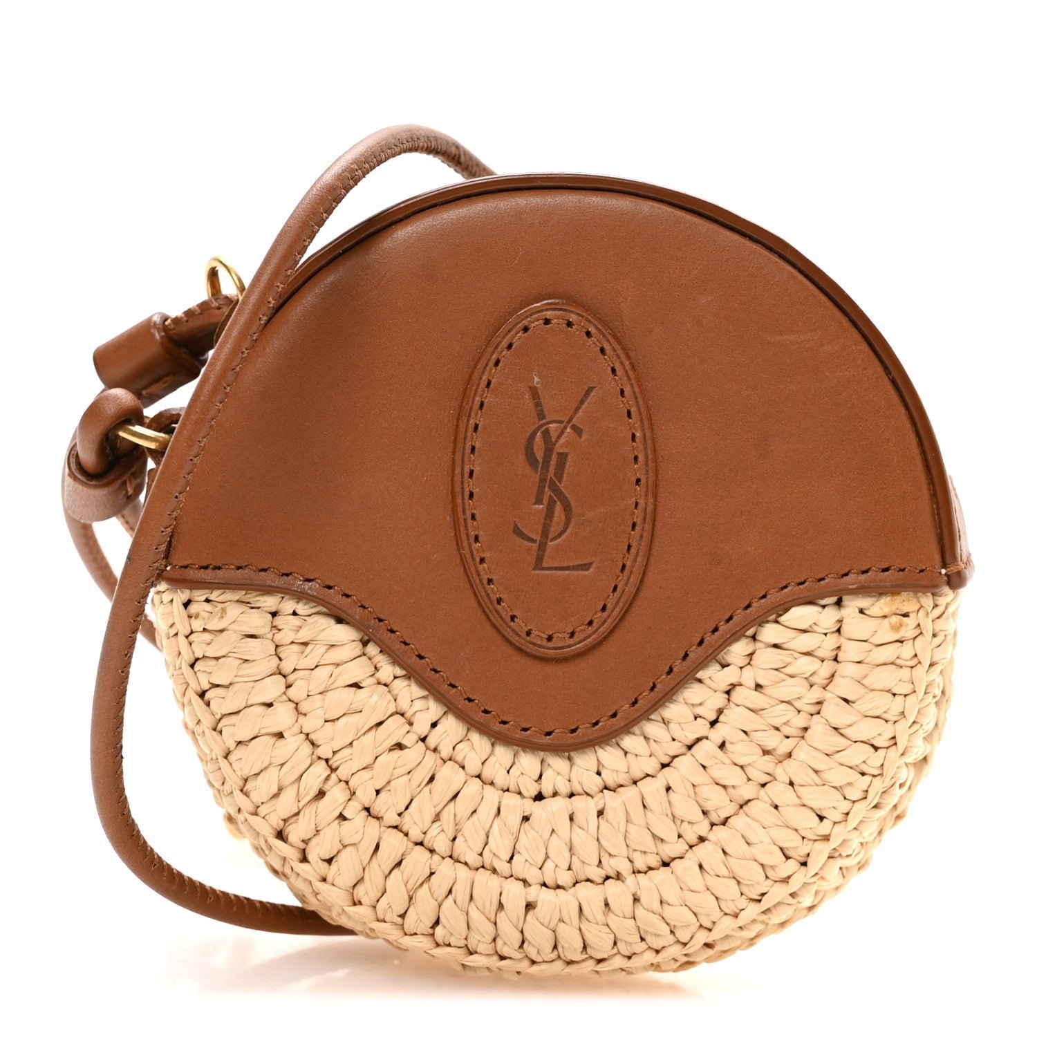 Saint Laurent Raffia Round Camera Bag Beige Naturel