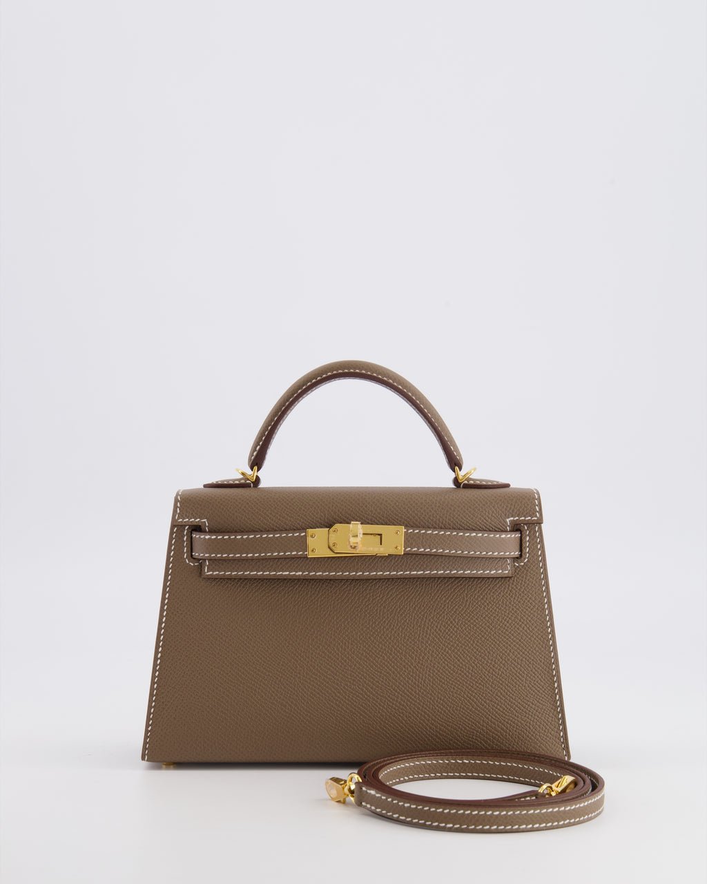 Hermès Mini Kelly II Bag in Etoupe Epsom Leather with Gold Hardware