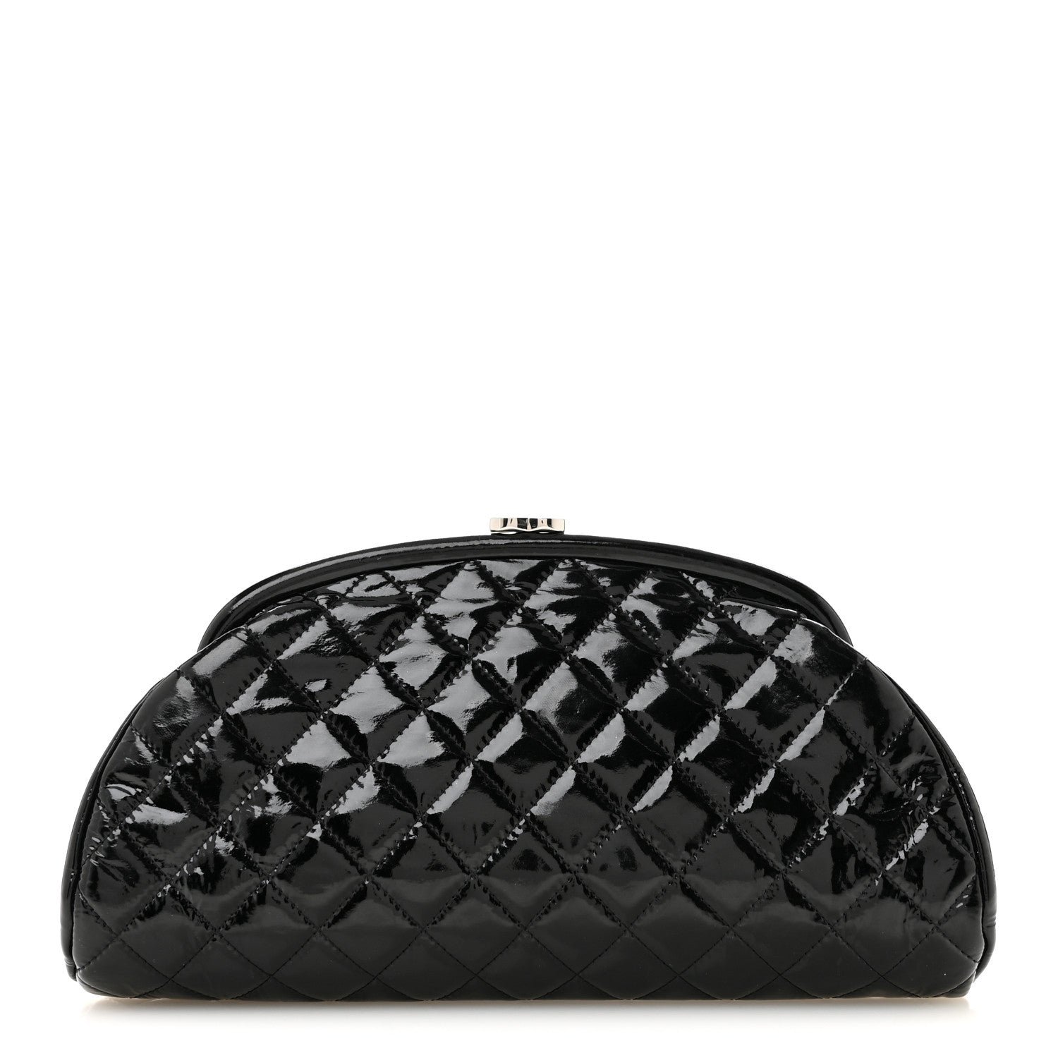 Chanel Patent Quilted Timeless Clutch Black