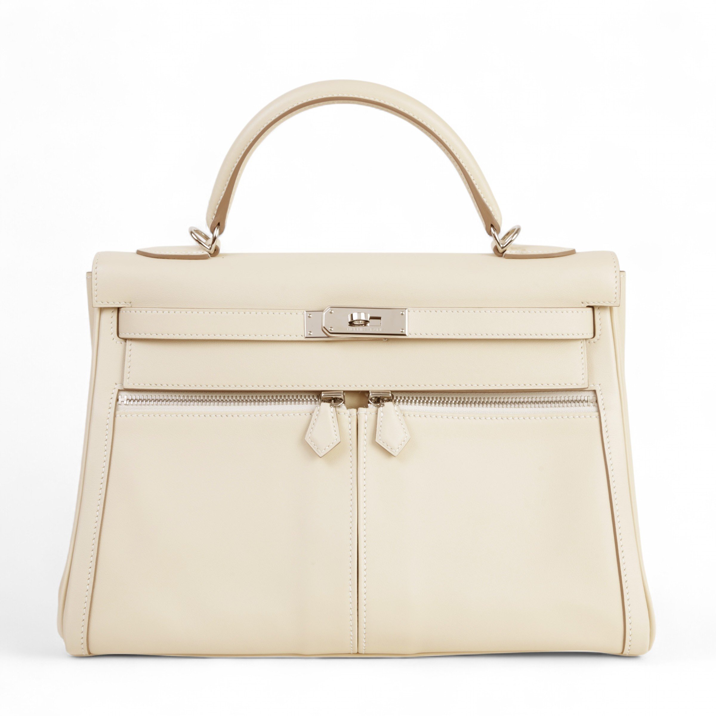 Excellent ( Rank SA )  HERMÈS  Kelly Lakis 32 Craie (10) Swift Palladium hardware Z (2021)