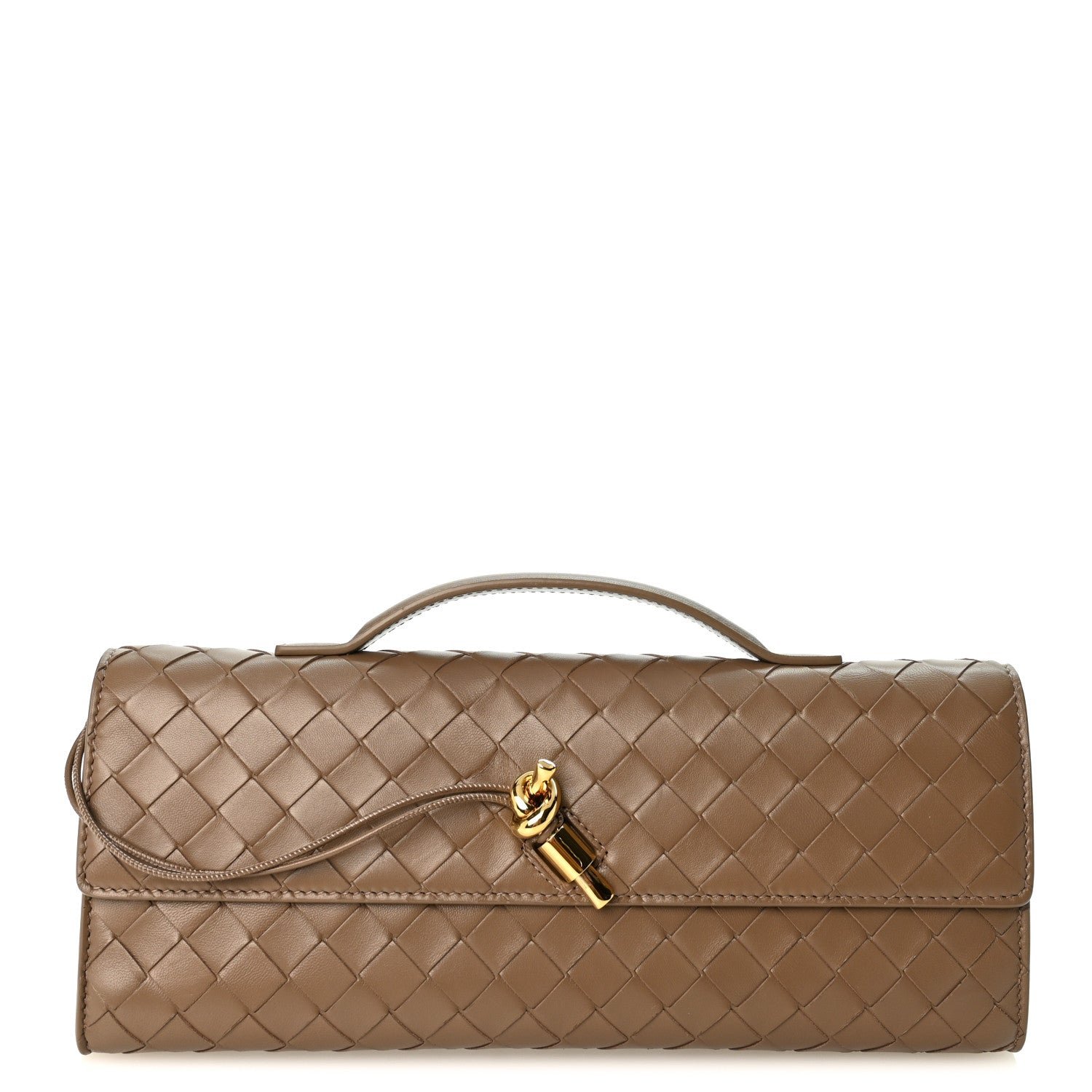 Bottega Veneta Nappa Intrecciato Long Andiamo Top Handle Clutch Pinecone