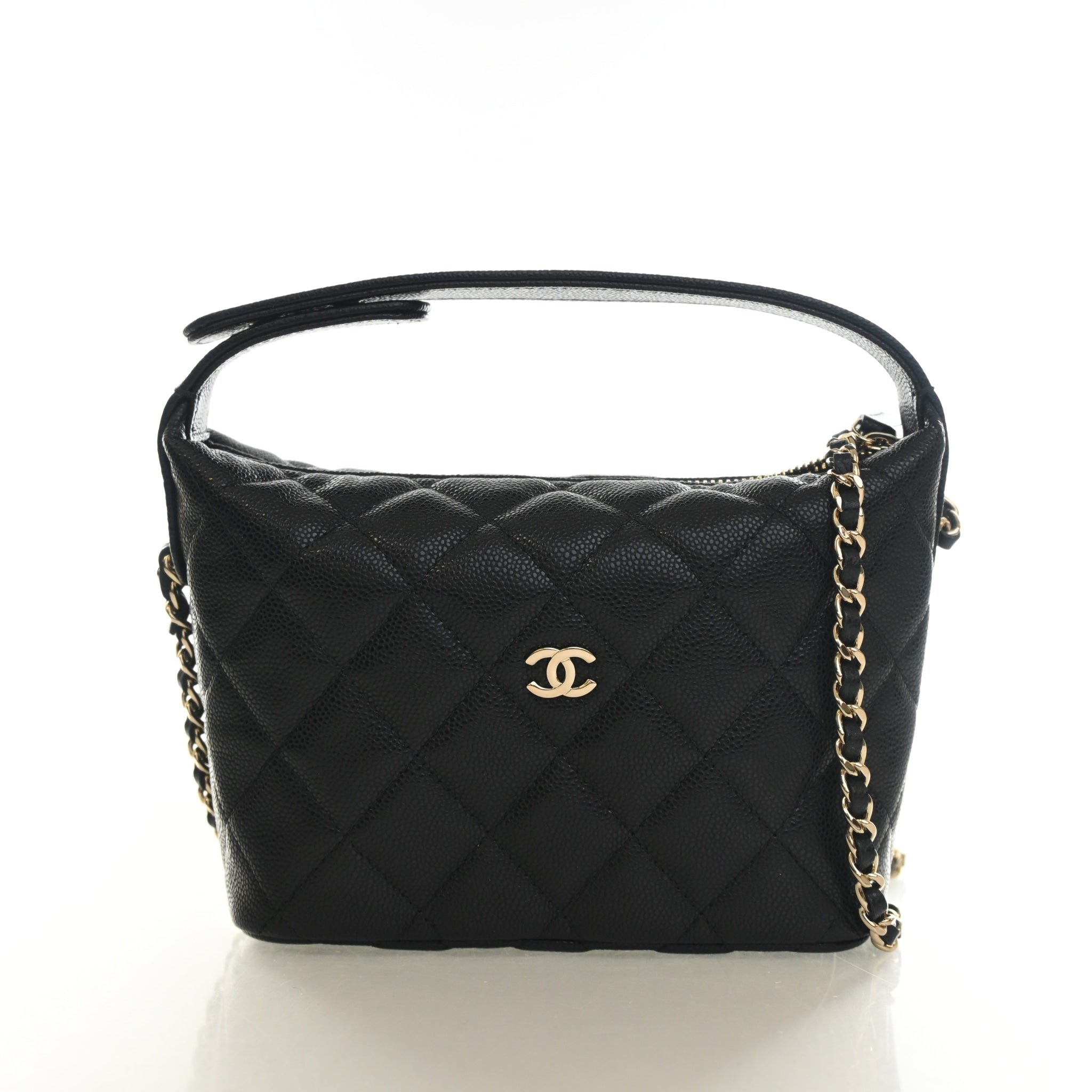 Chanel Caviar Hobo Clutch With Chain