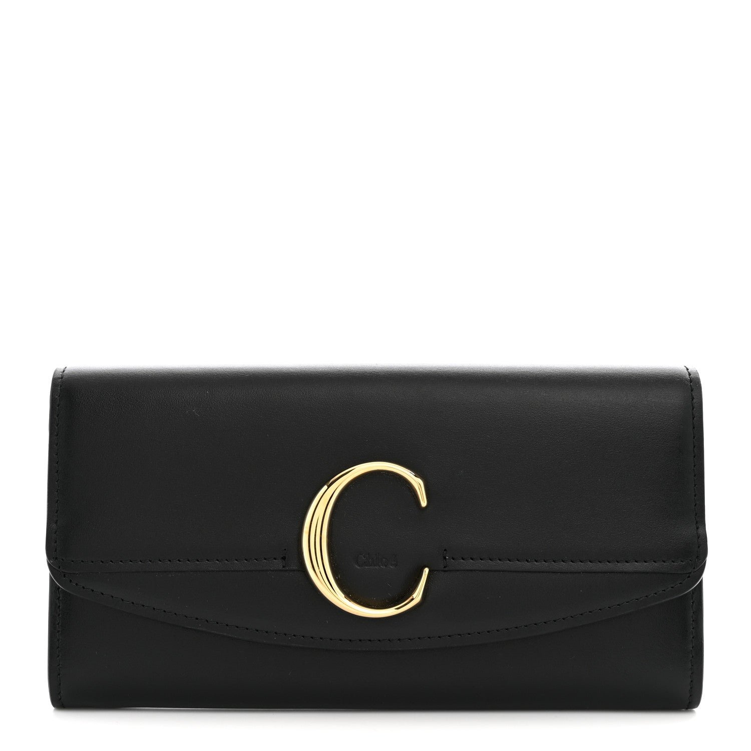 Chloe Calfskin Long Flap C Wallet Black