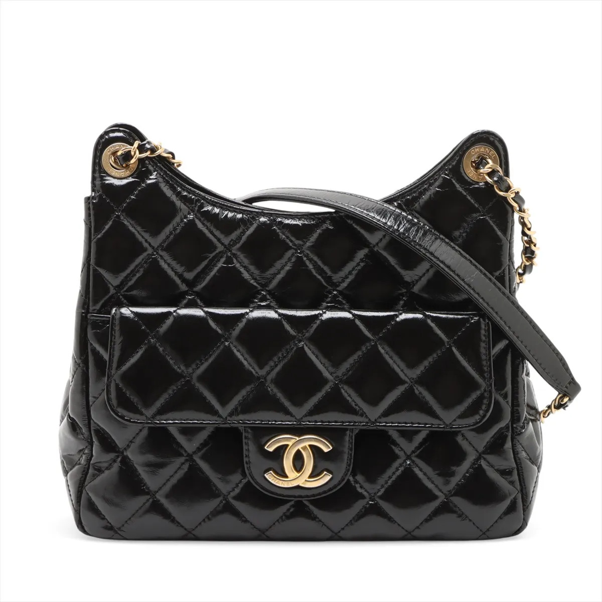 Chanel Matelasse Leather Chain Shoulder Bag Black Gold Metal Fittings random pla