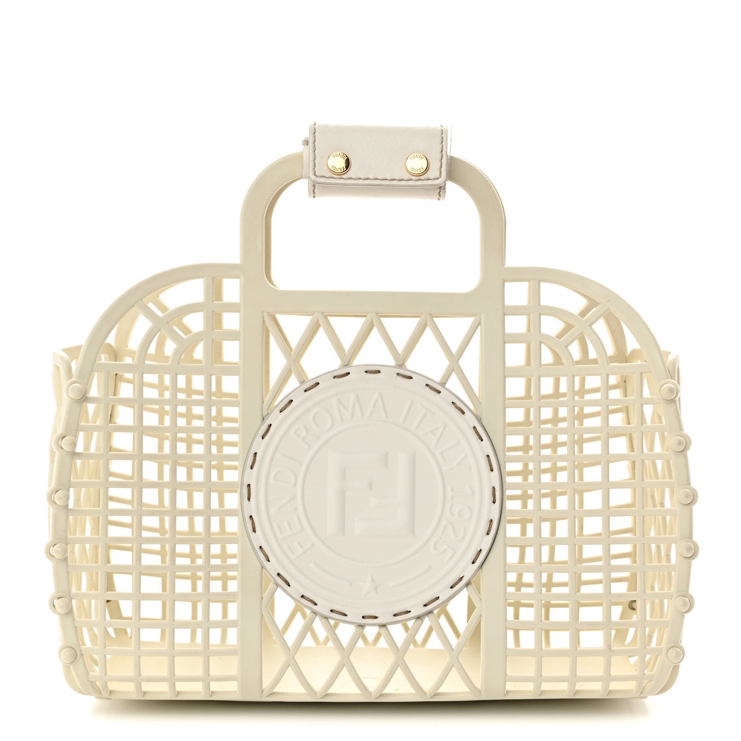 Fendi Recycled Plastic Vitello Liberty Matte Small Fendi Basket White Ice