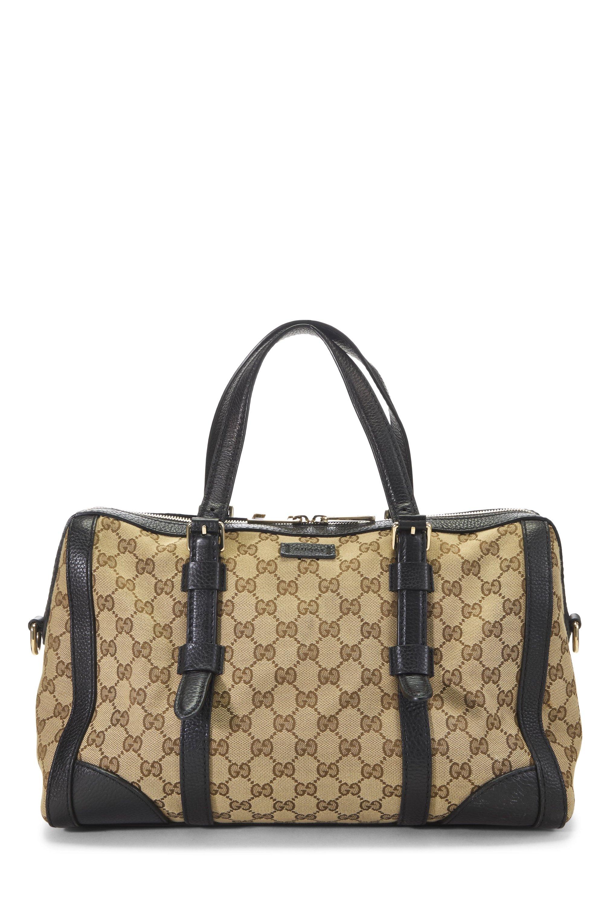 Black GG Canvas Boston Satchel Bag