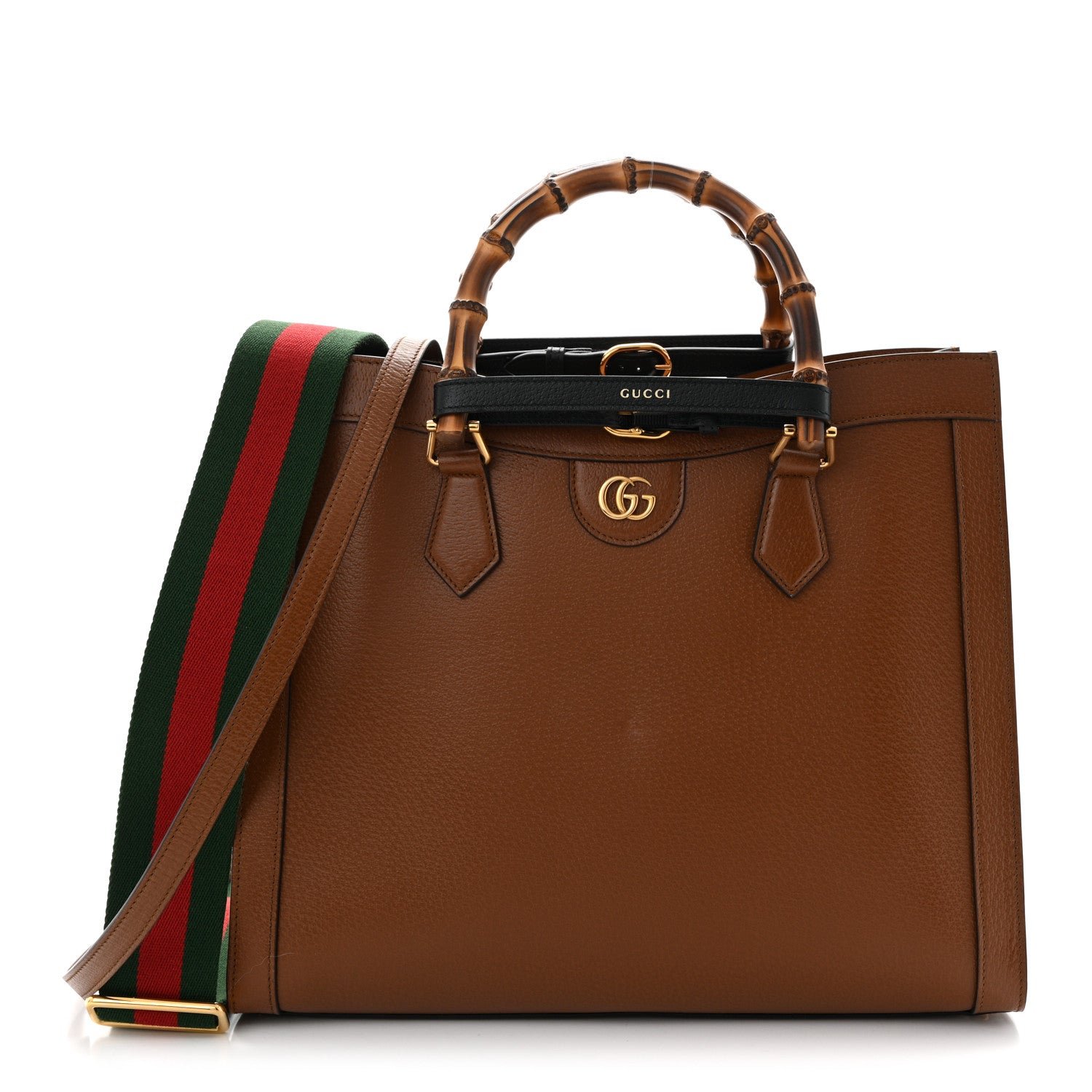 Gucci Textured Dollar Calfskin Medium Diana Tote Bag Cuir Black