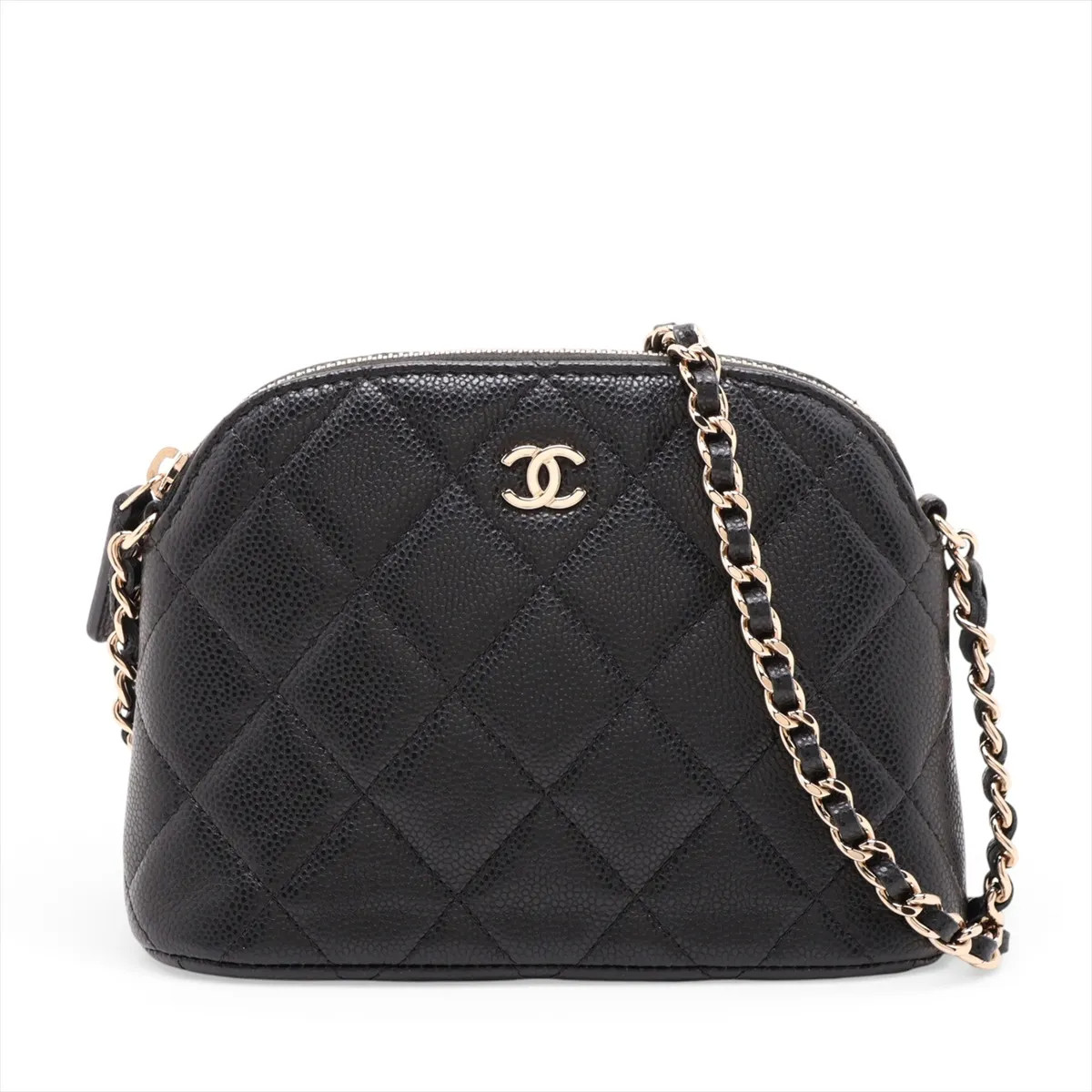 Chanel Matelasse Caviar Skin Chain Shoulder Bag Black Gold Metal Fittings random