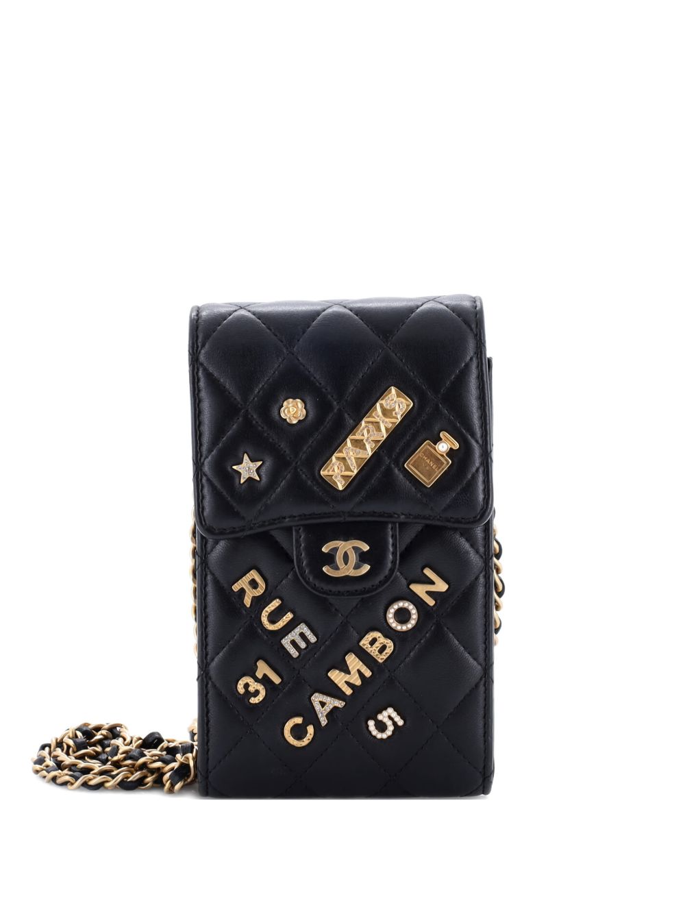 Lucky Charms Flap Phone Holder Quilted Lambskin crossbody bag