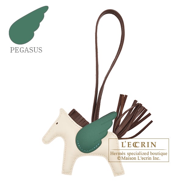 Hermes Rodeo charm Pegasus PM Craie/Chocolat/Vert moyen Agneau/Swift leather