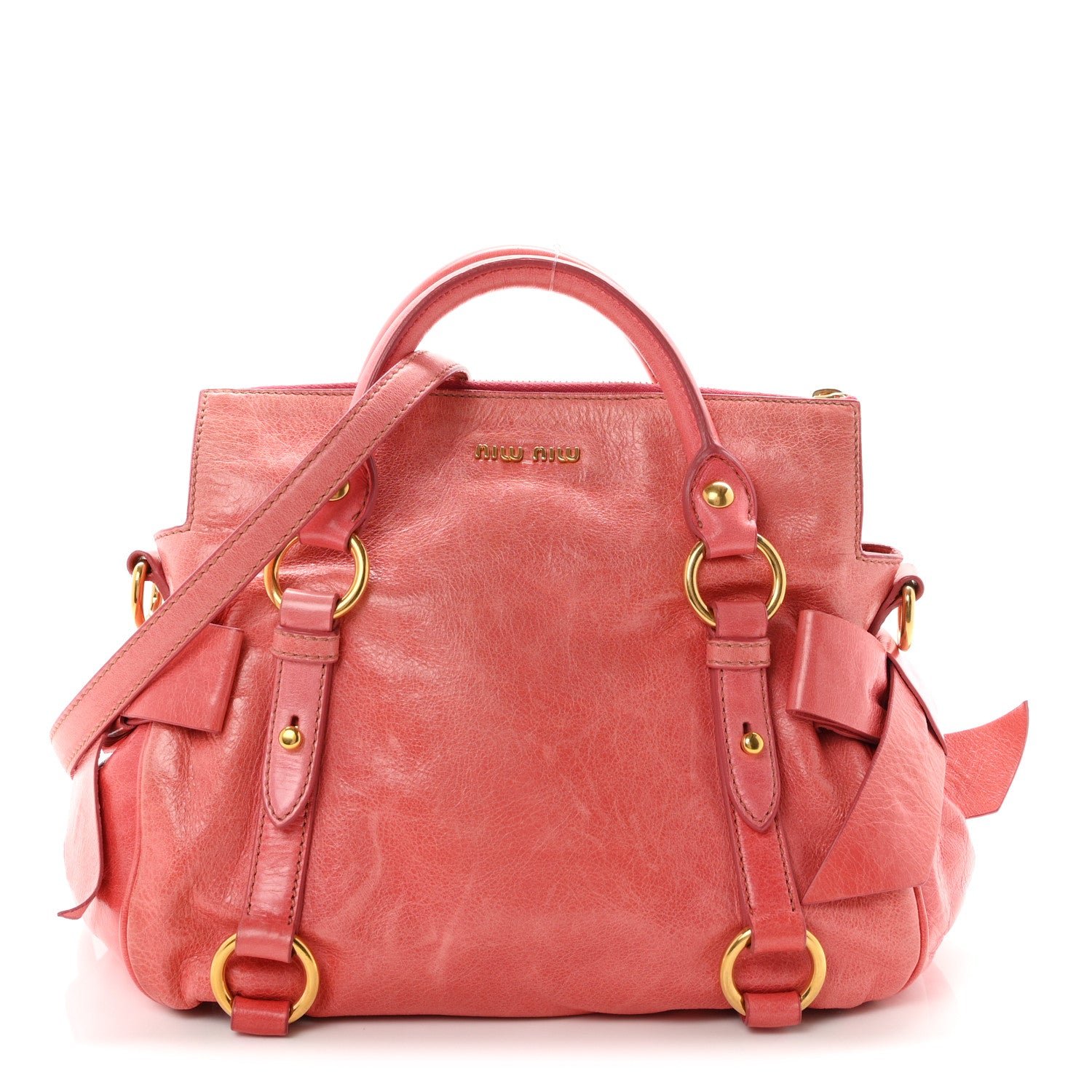 Miu Miu Vitello Lux Mini Bow Bag Rosa