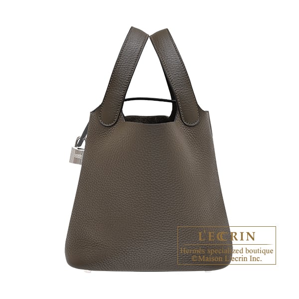Hermes Picotin Lock bag 18/PM Vert loden Clemence leather Silver hardware