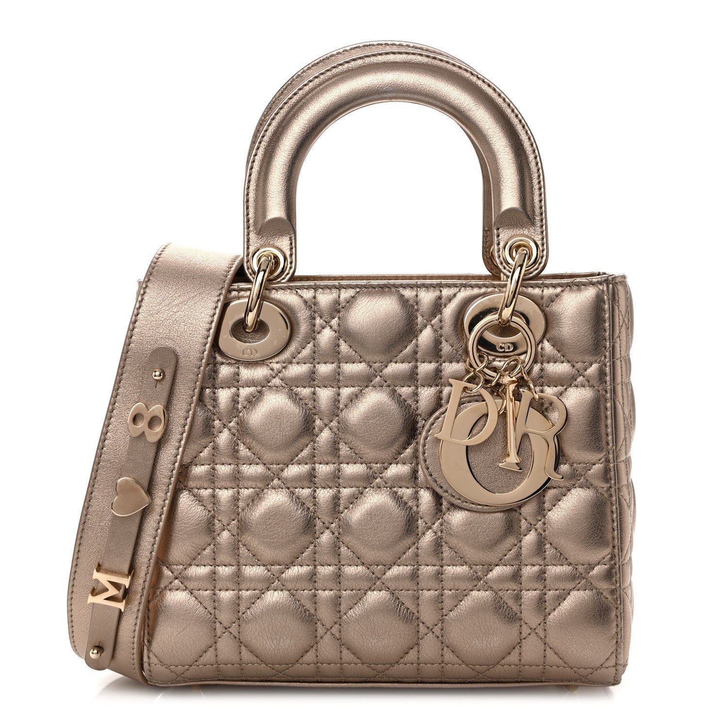 Christian Dior Metallic Lambskin Cannage Small My ABCDior Lady Dior Gold