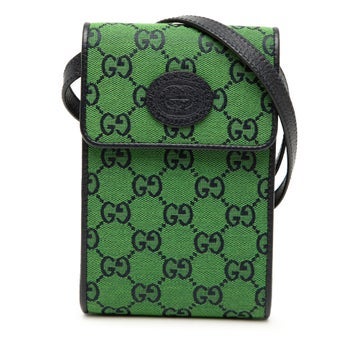 Calf Leather GG Canvas Phone Case Crossbody