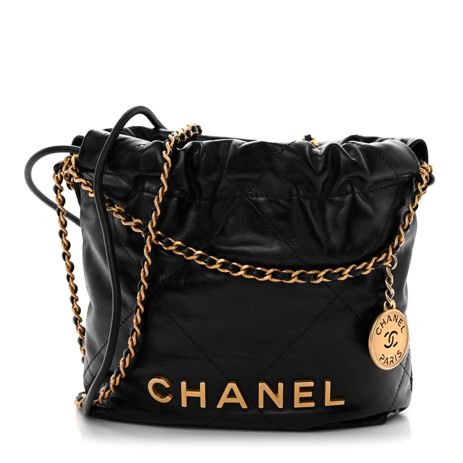 Chanel Shiny Calfskin Quilted Mini Chanel 22 Black