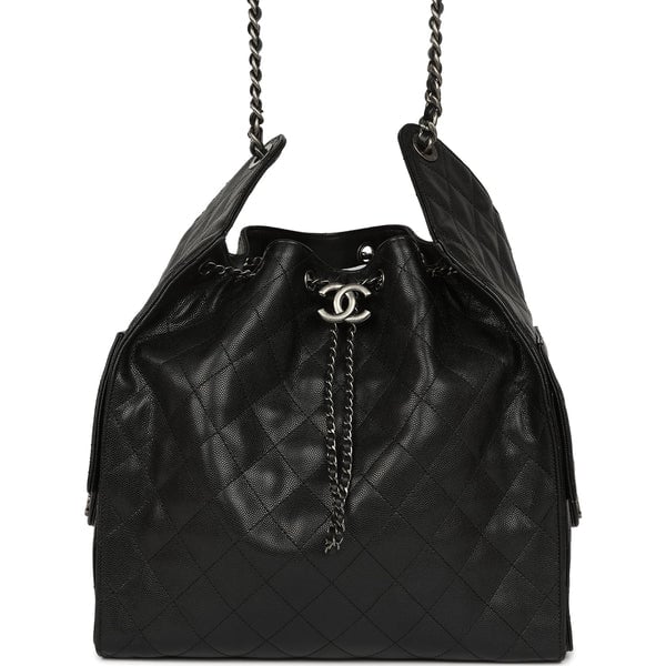 Chanel Medium 25 Hobo Bag Black Caviar Aged Ruthenium Hardware