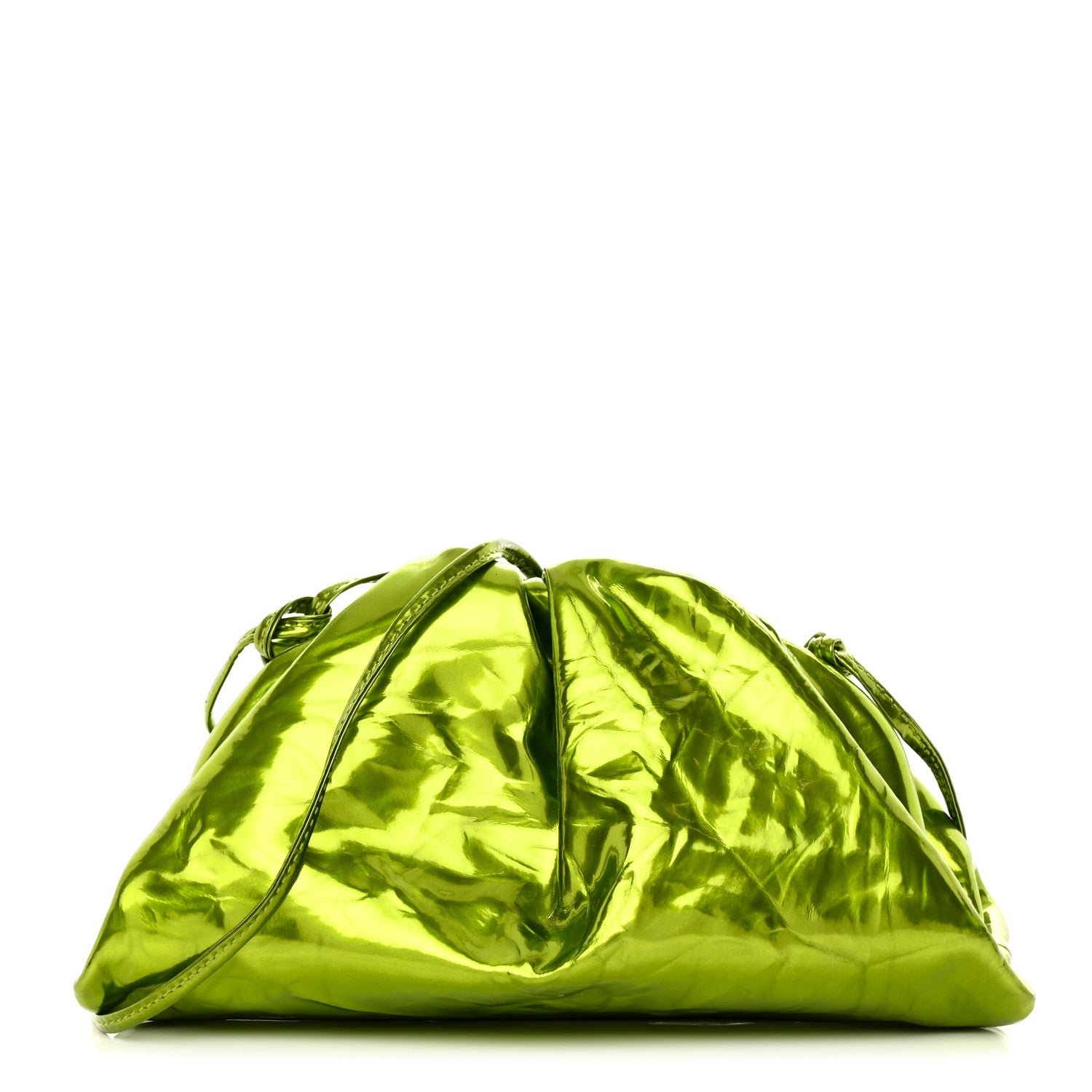 Bottega Veneta Metallic Crushed Calfskin The Mini Pouch Chlorophyll