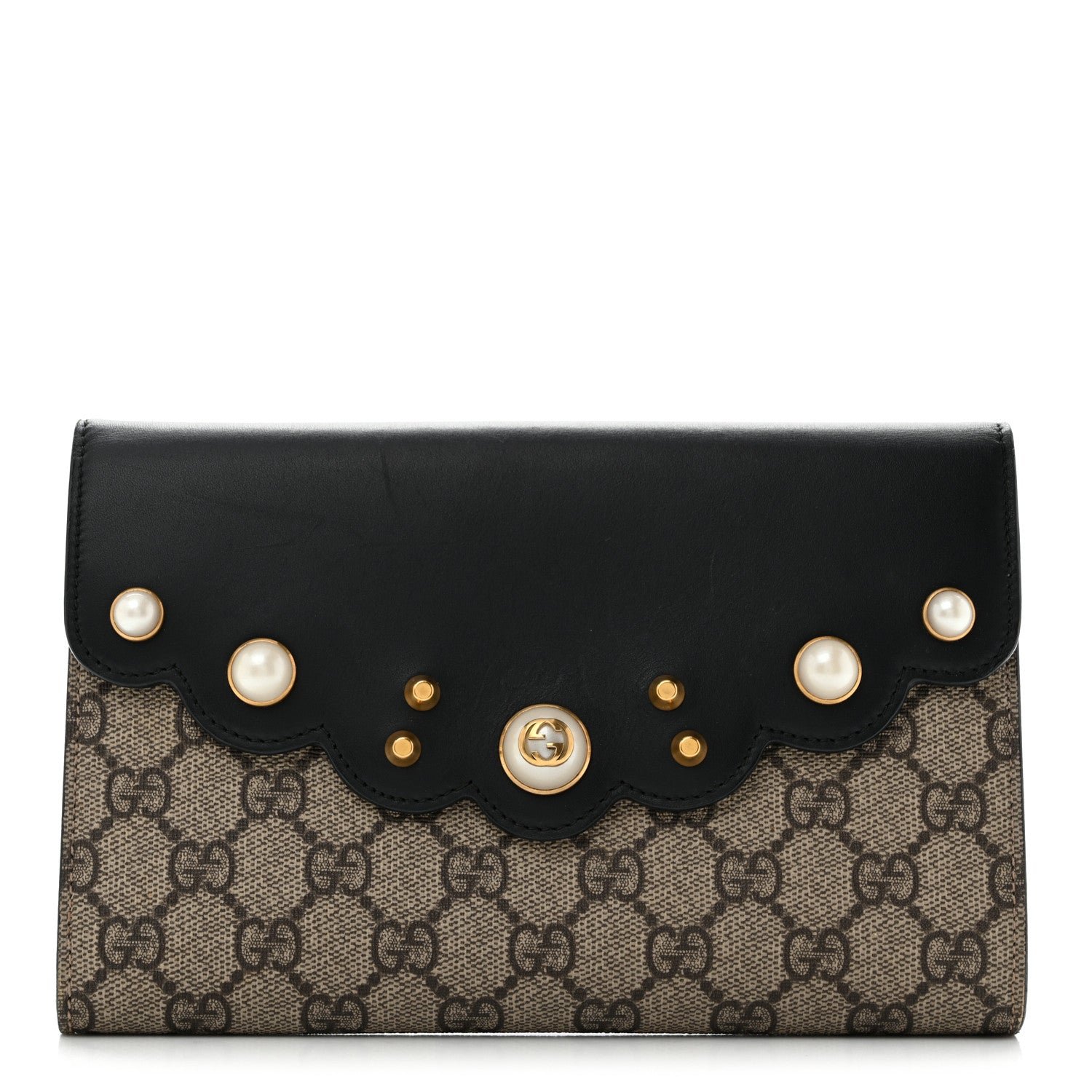 Gucci GG Supreme Monogram Mini Peony Pearly Black