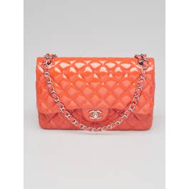 Chanel Chanel Pink Quilted Patent Leather Classic Jumbo Double Flap Bag	