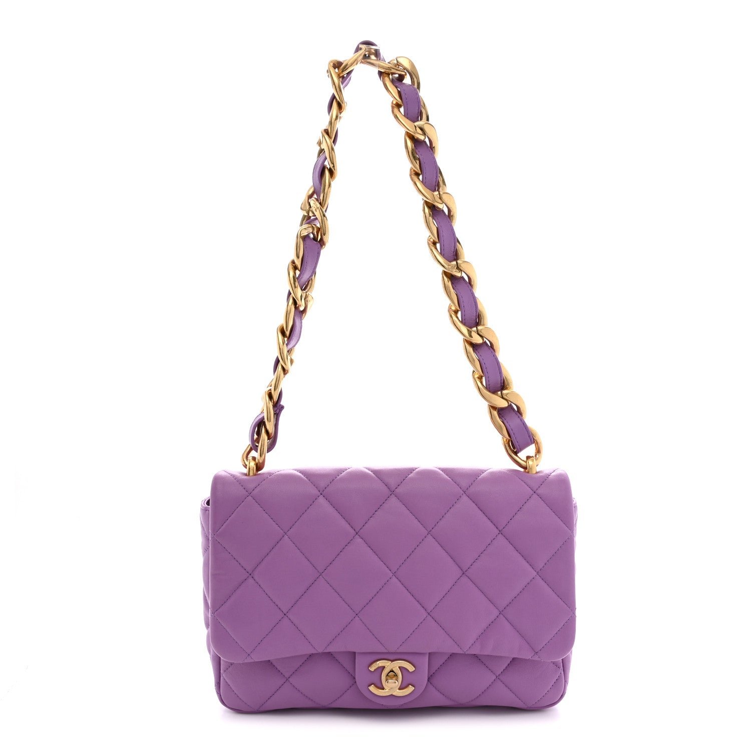 Chanel Lambskin Quilted Large CC Funky Town Flap Purple