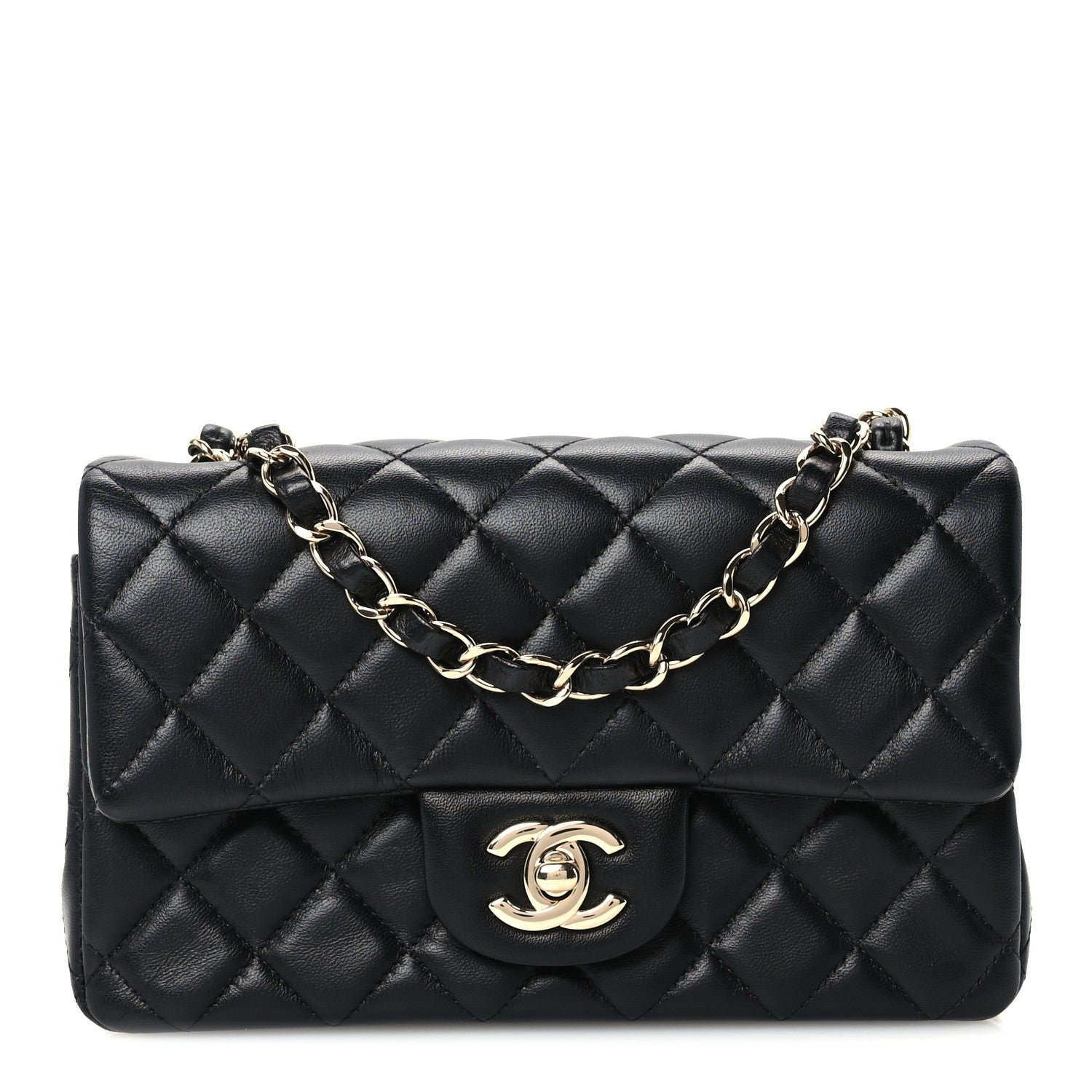 Chanel Lambskin Quilted Mini Rectangular Flap Black