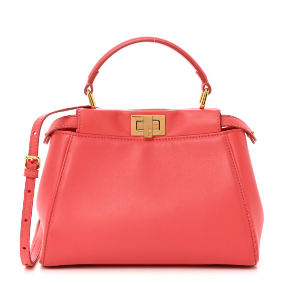 Fendi Nappa Stacked Bar Mini Peekaboo Iconic Satchel Lampone