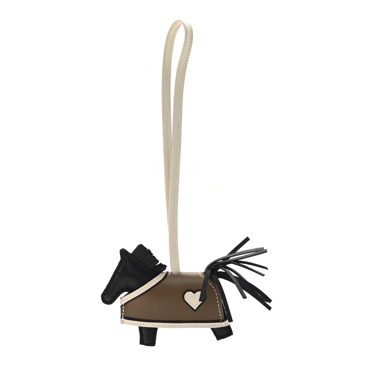 Hermes Hermes Milo Lambskin Grigri Rodeo Robeo Coeur Bag Charm PM Black Craie Etoupe