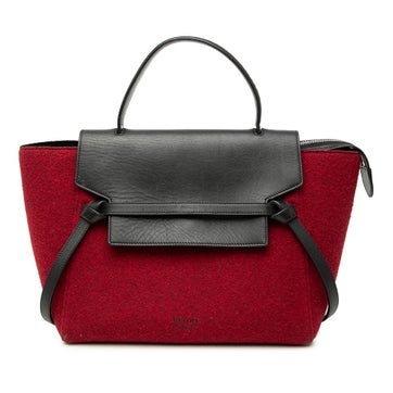 Calf Leather Mini Felt and Calfskin Belt Satchel