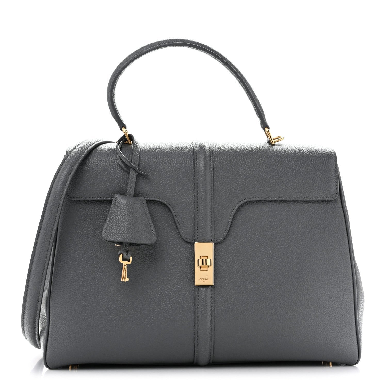 Celine Grained Calfskin Classique 16 Top Handle Bag Cloud