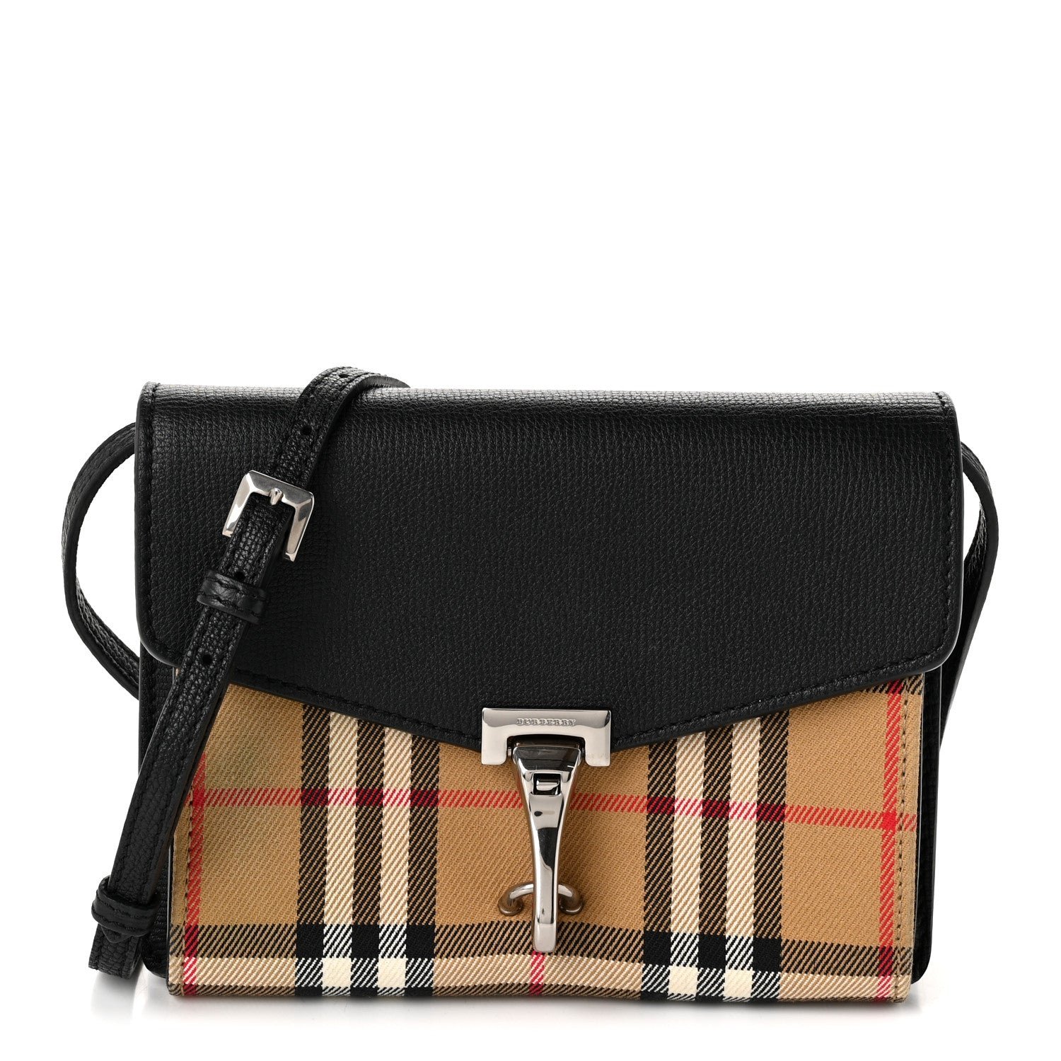 Burberry Burberry Derby Calfskin House Check Baby Macken Crossbody Bag Black