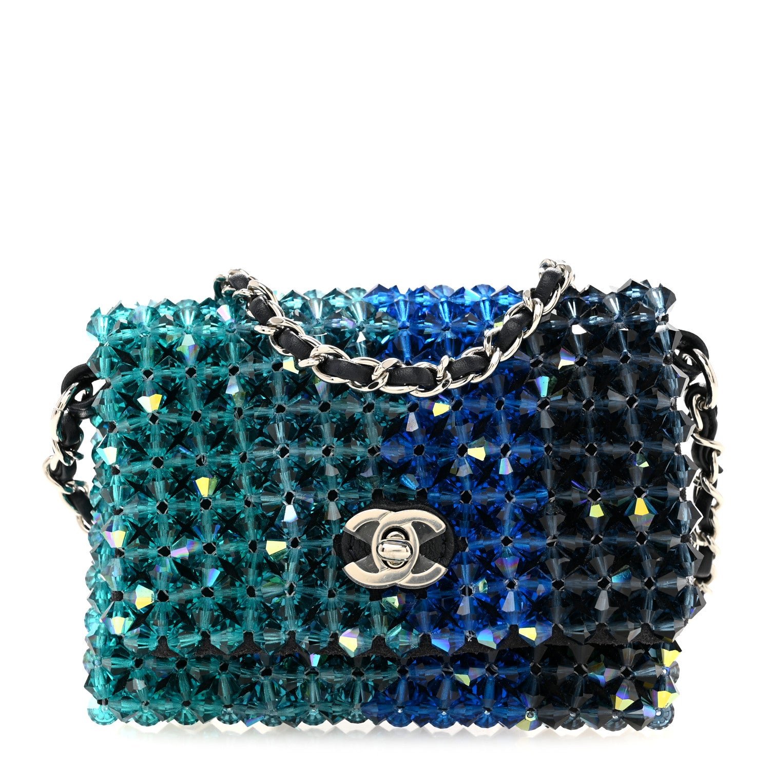 Chanel Crystal Mini Flap Blue Green