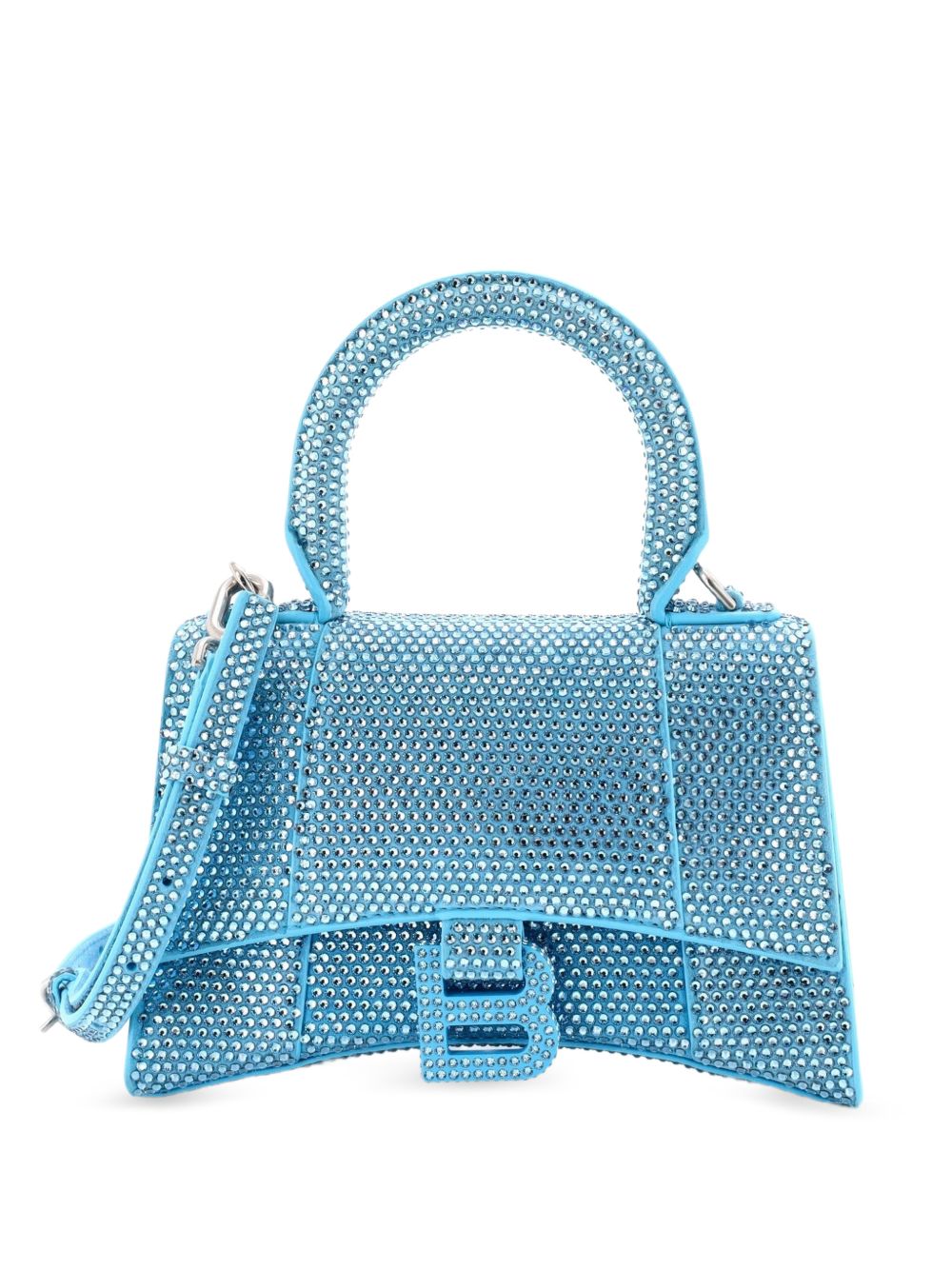 Hourglass Top Handle Bag Suede with Crystals XS crossbody bag